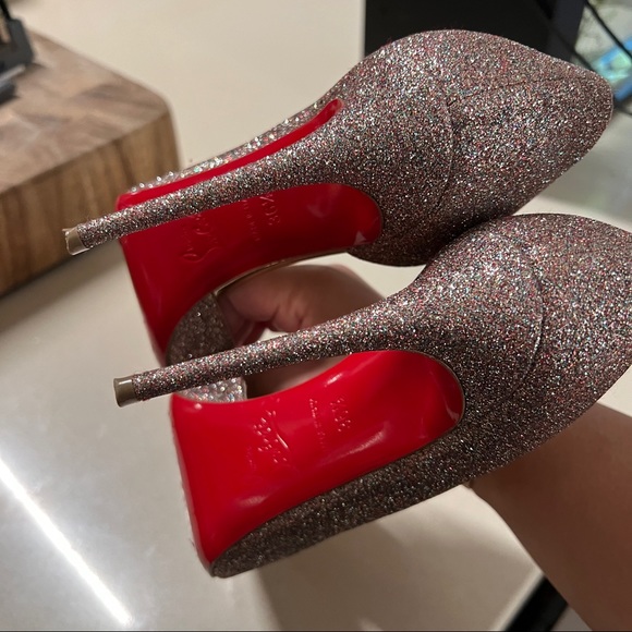 Louboutin Iriza Sparkle 100mm Sz 36.5 - Picture 5 of 7
